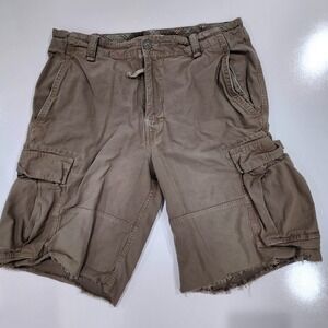 Arizona‎ Jean Company Mens Cargo Shorts 36 Beige Cotton Blend UTILITY Frayed Hem